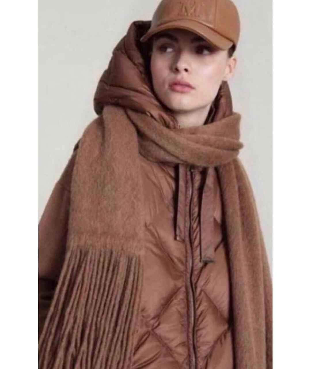 MAX MARA Коричневый шерстяной шарф, фото 2