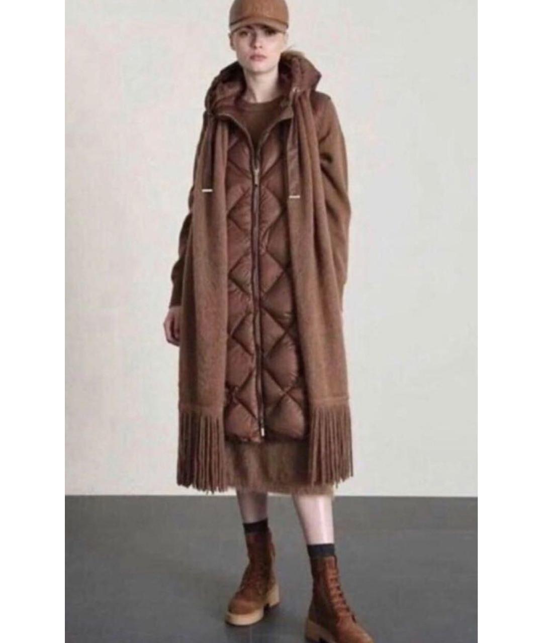 MAX MARA Коричневый шерстяной шарф, фото 3