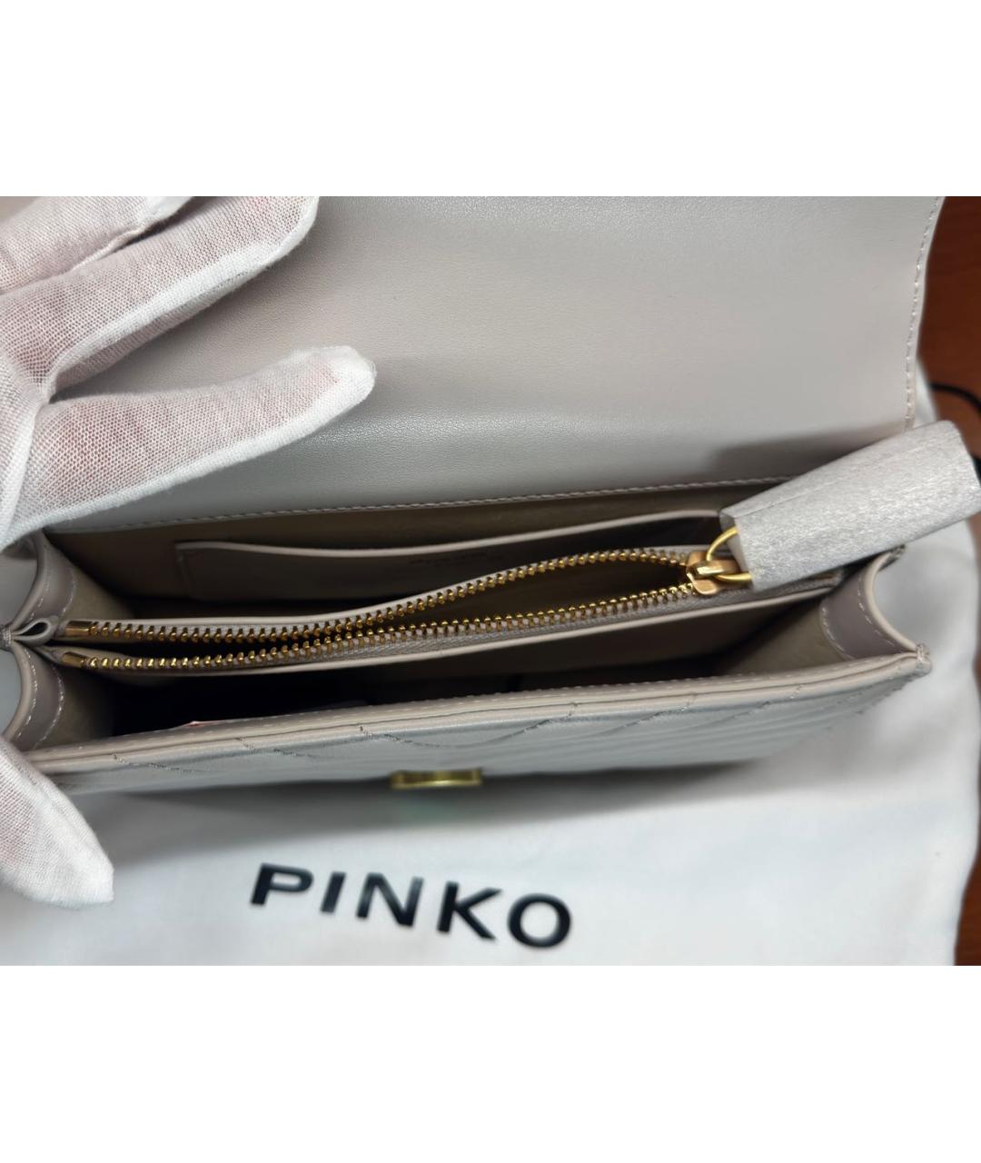 PINKO Серая кожаная сумка через плечо, фото 6