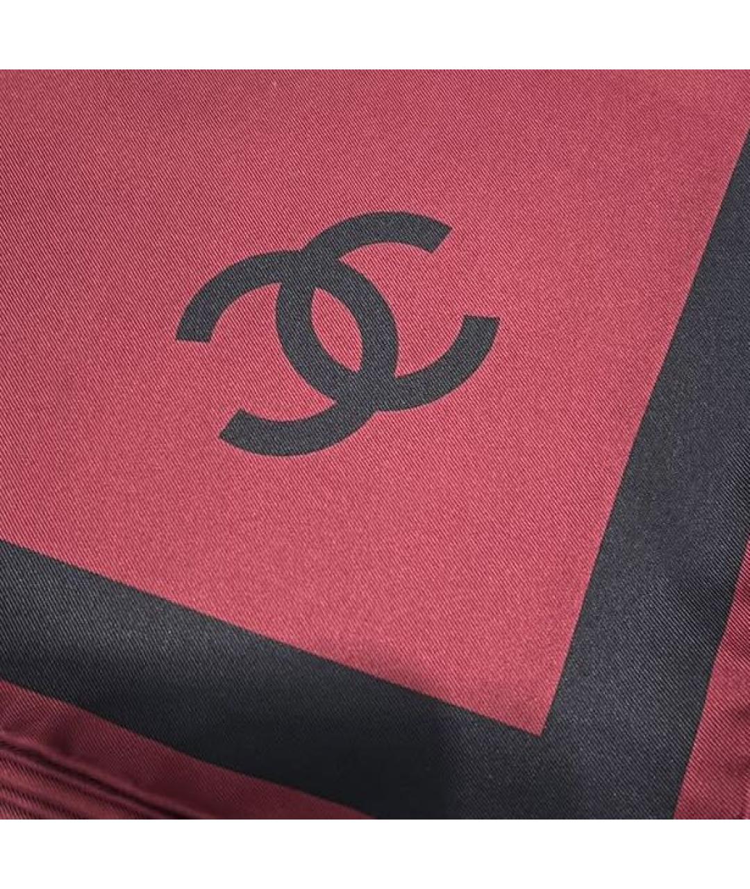 CHANEL Бордовый шелковый платок, фото 4