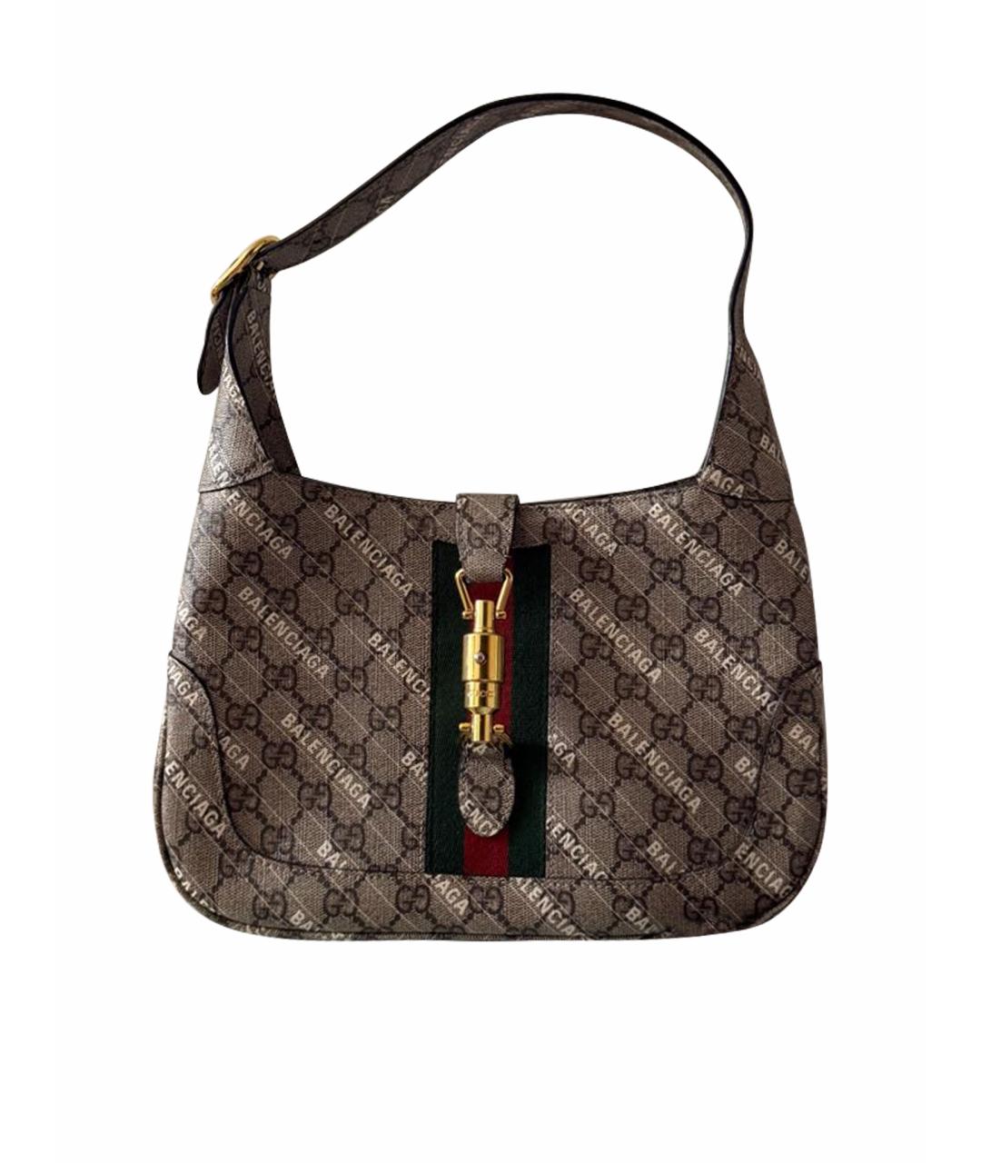 GUCCI Антрацитовая кожаная сумка с короткими ручками, фото 1