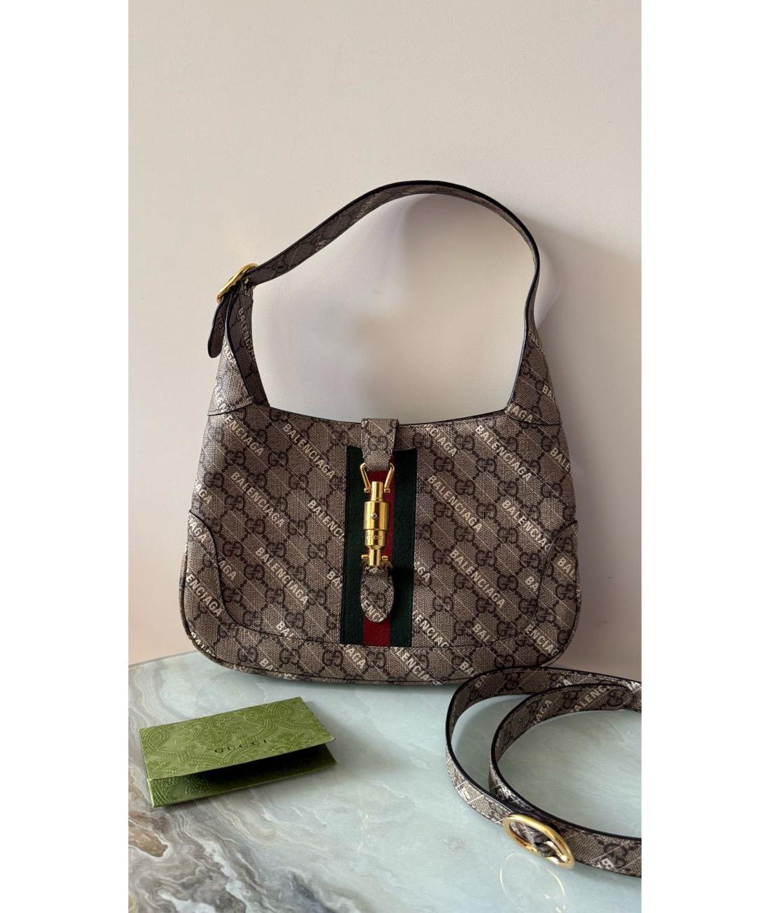 GUCCI Антрацитовая кожаная сумка с короткими ручками, фото 4