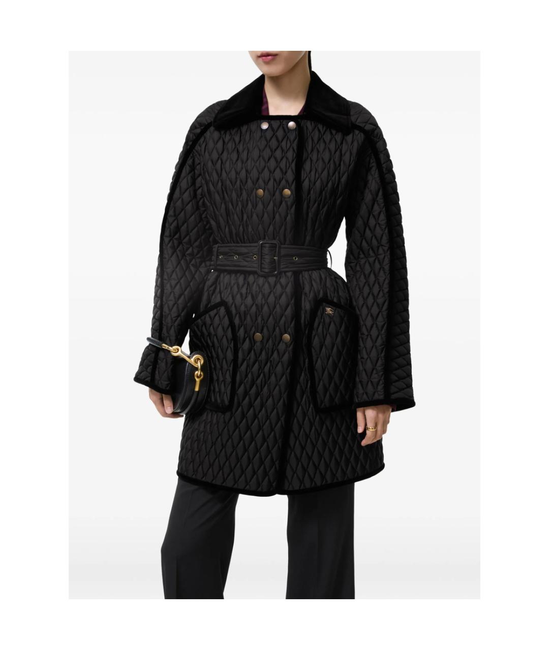 BURBERRY Черное полиэстеровое пальто, фото 4