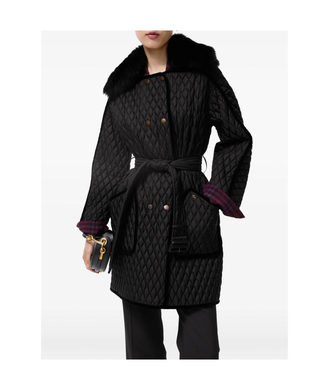 BURBERRY Черное полиэстеровое пальто, фото 3