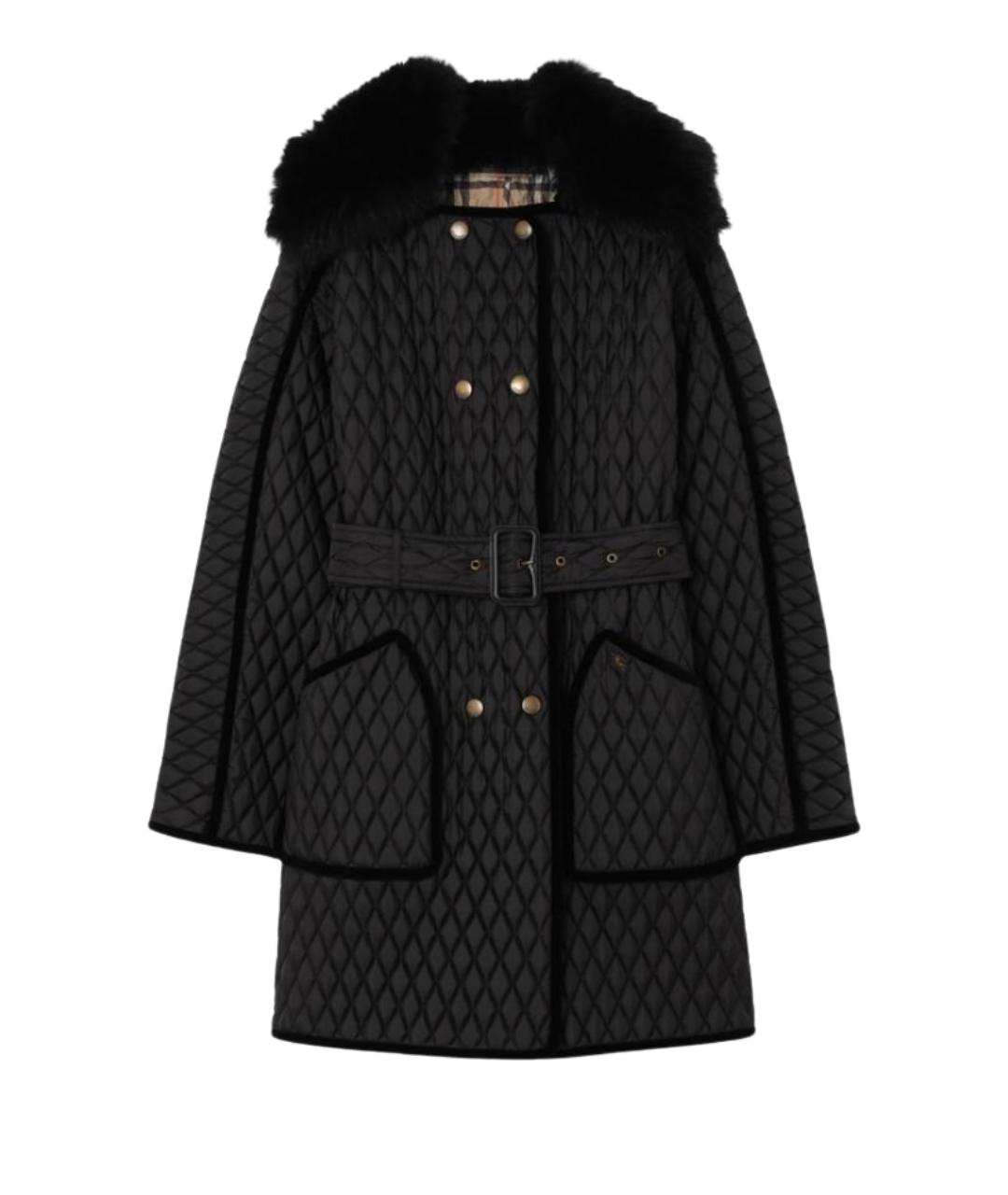 BURBERRY Черное полиэстеровое пальто, фото 1