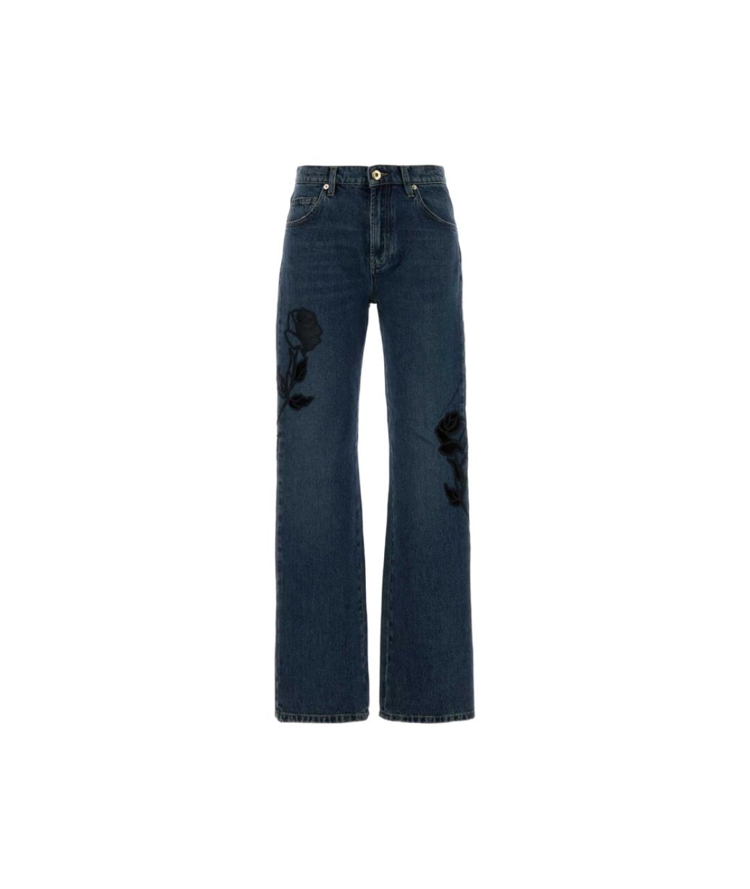 BLUMARINE Синие хлопковые прямые брюки, фото 1