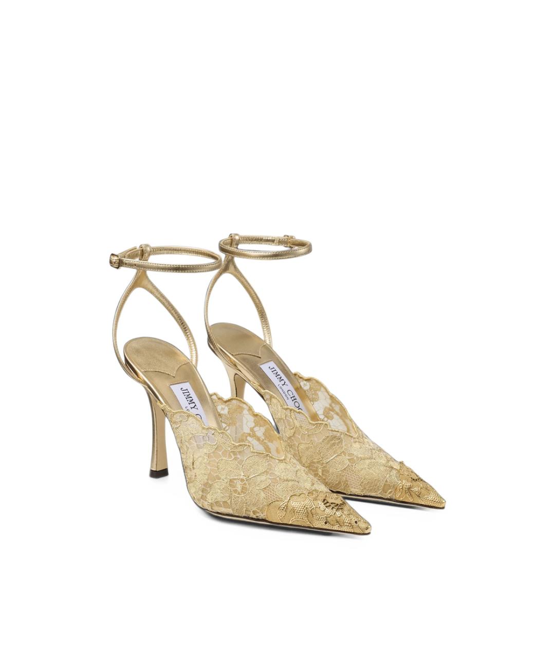 JIMMY CHOO Золотые кожаные туфли, фото 5