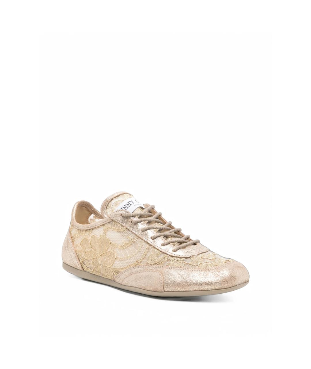 JIMMY CHOO Золотые кожаные кроссовки, фото 2