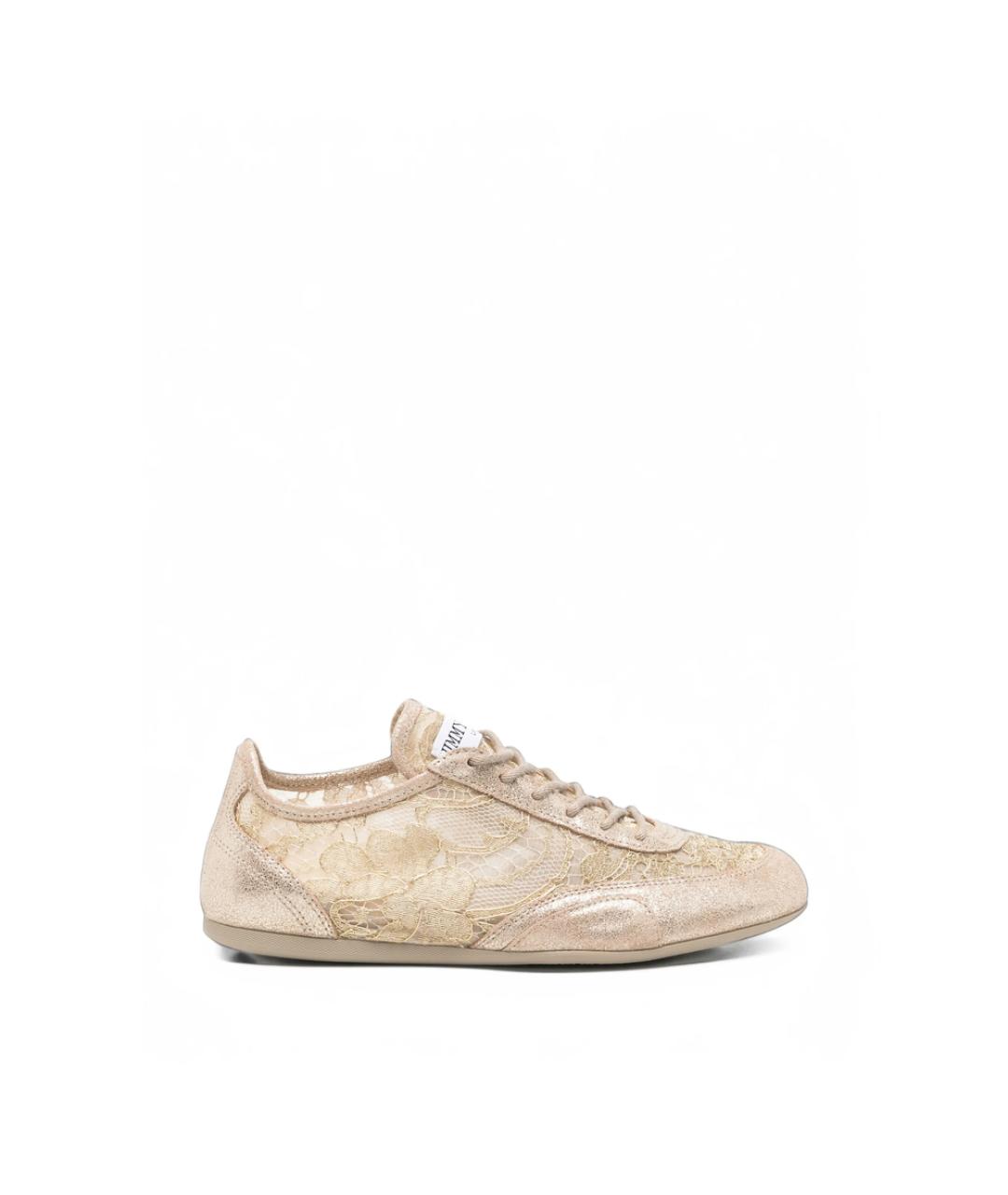 JIMMY CHOO Золотые кожаные кроссовки, фото 1