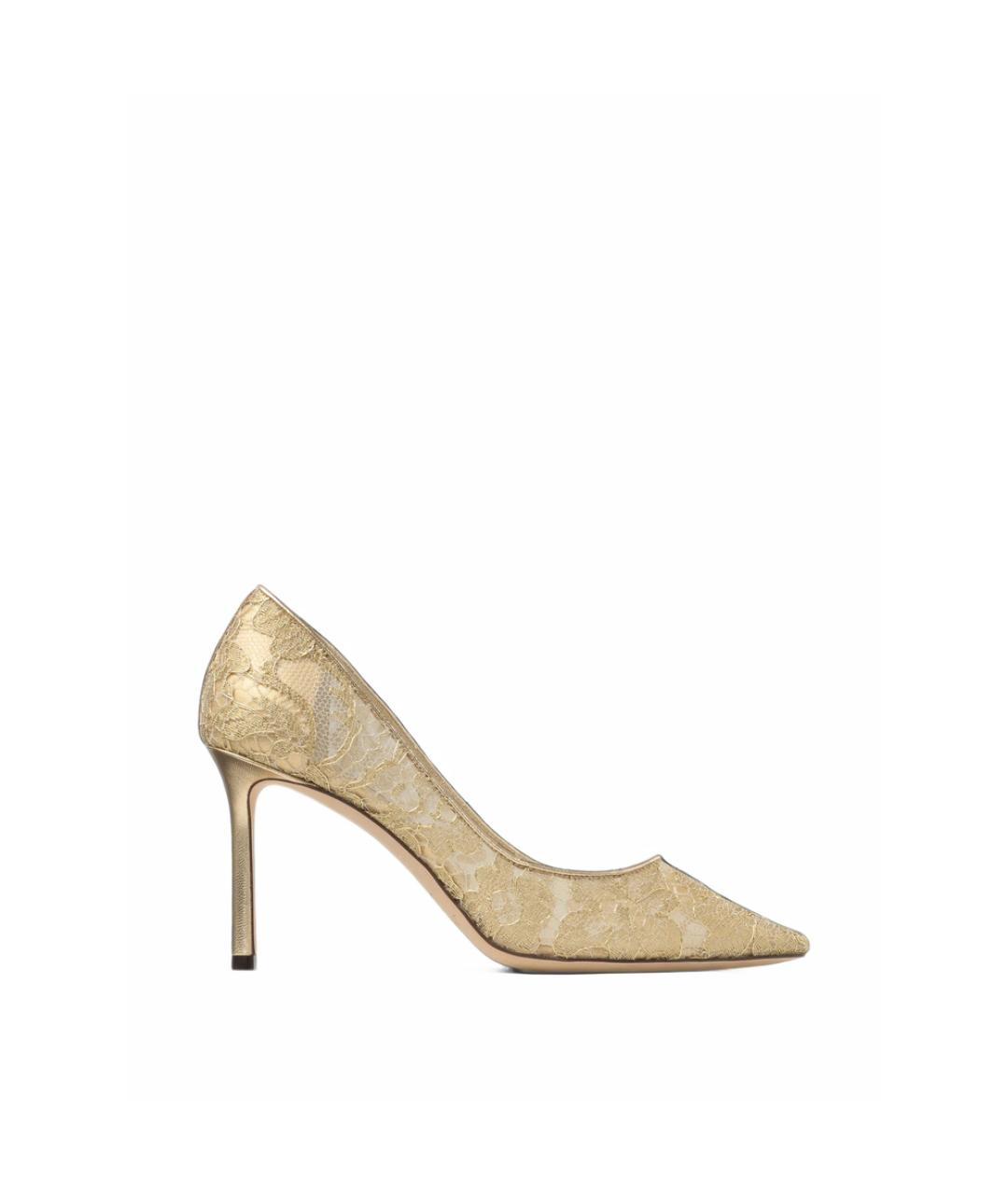 JIMMY CHOO Золотые текстильные туфли, фото 6