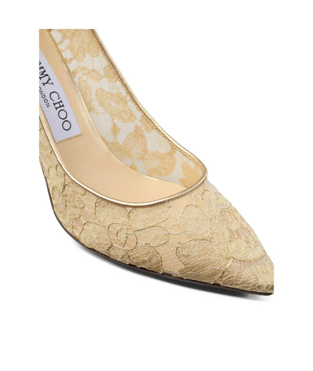 JIMMY CHOO Золотые текстильные туфли, фото 5