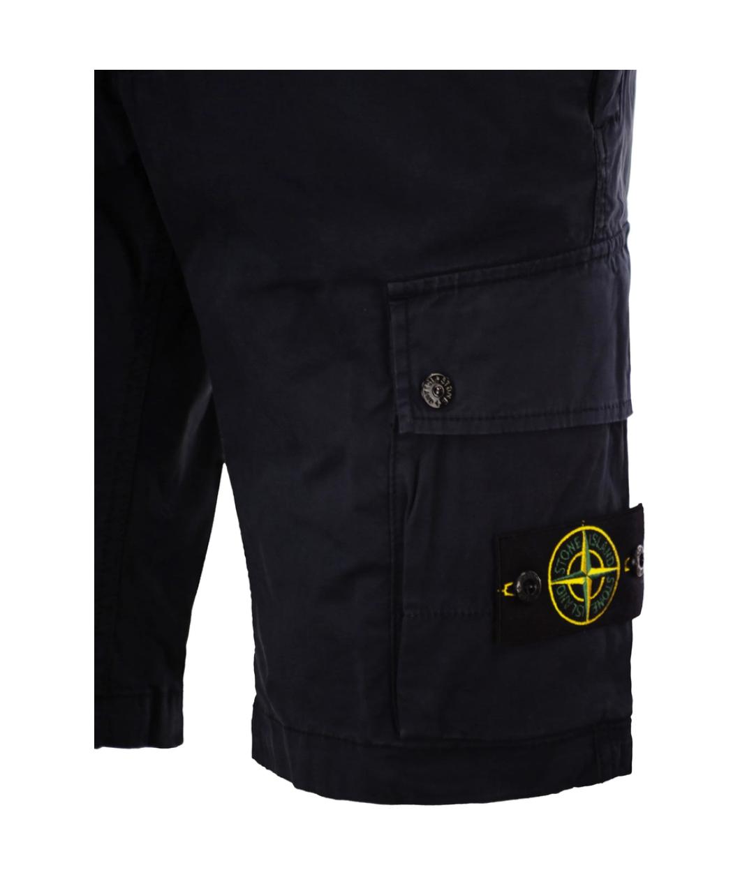 STONE ISLAND Темно-синие хлопковые шорты, фото 3