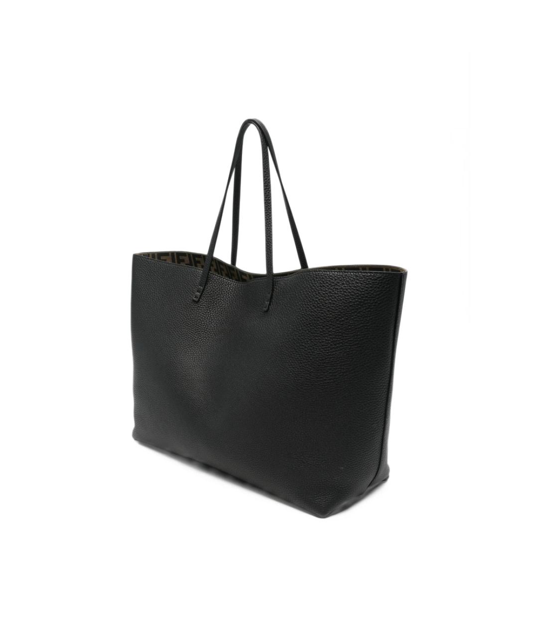FENDI Черная кожаная сумка тоут, фото 5