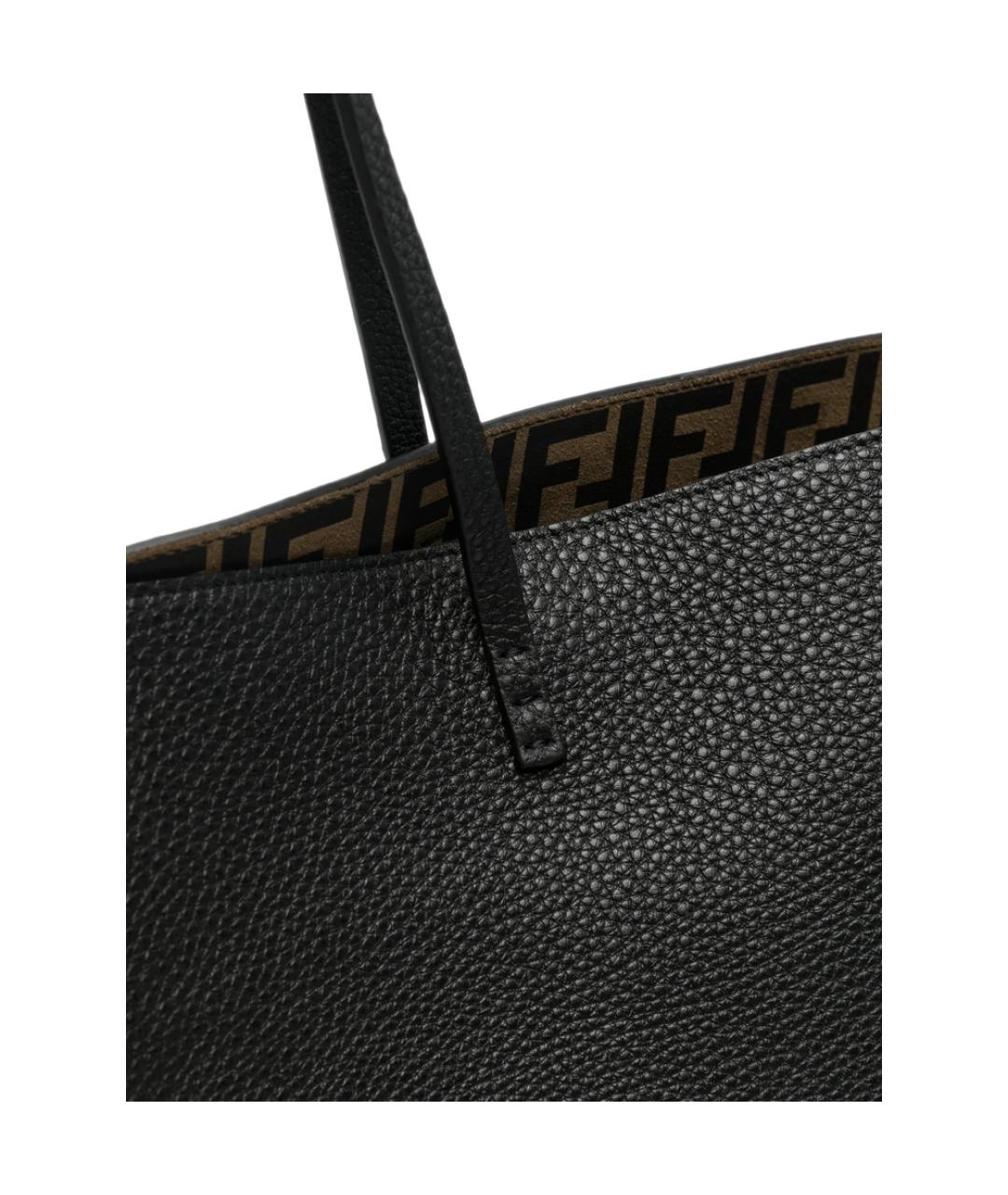 FENDI Черная кожаная сумка тоут, фото 4