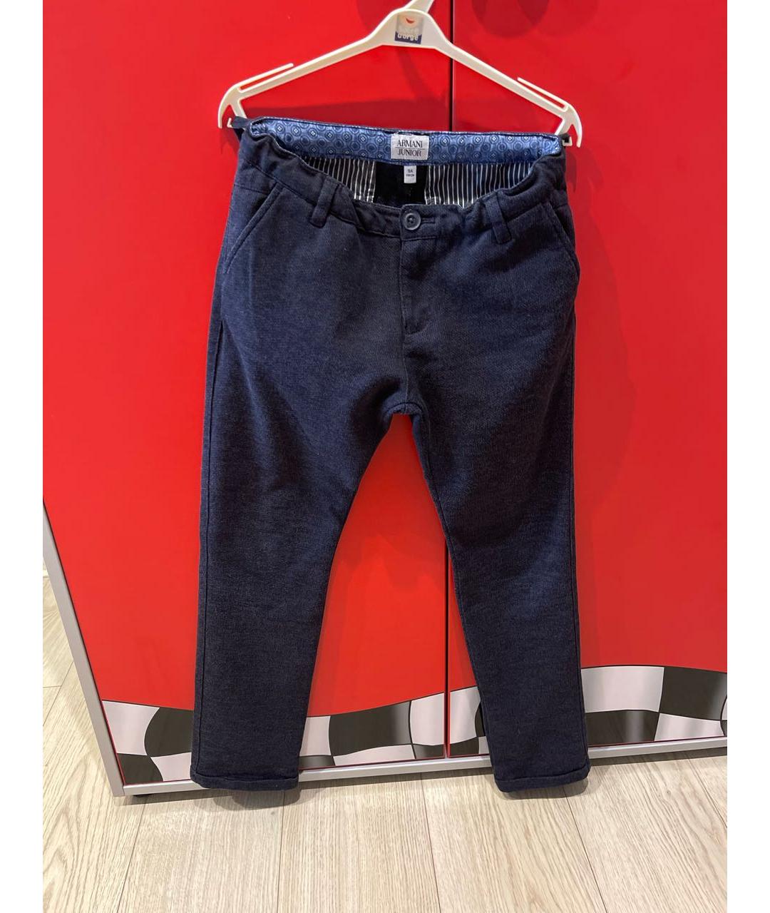 ARMANI JUNIOR Темно-синие хлопковые брюки и шорты, фото 5