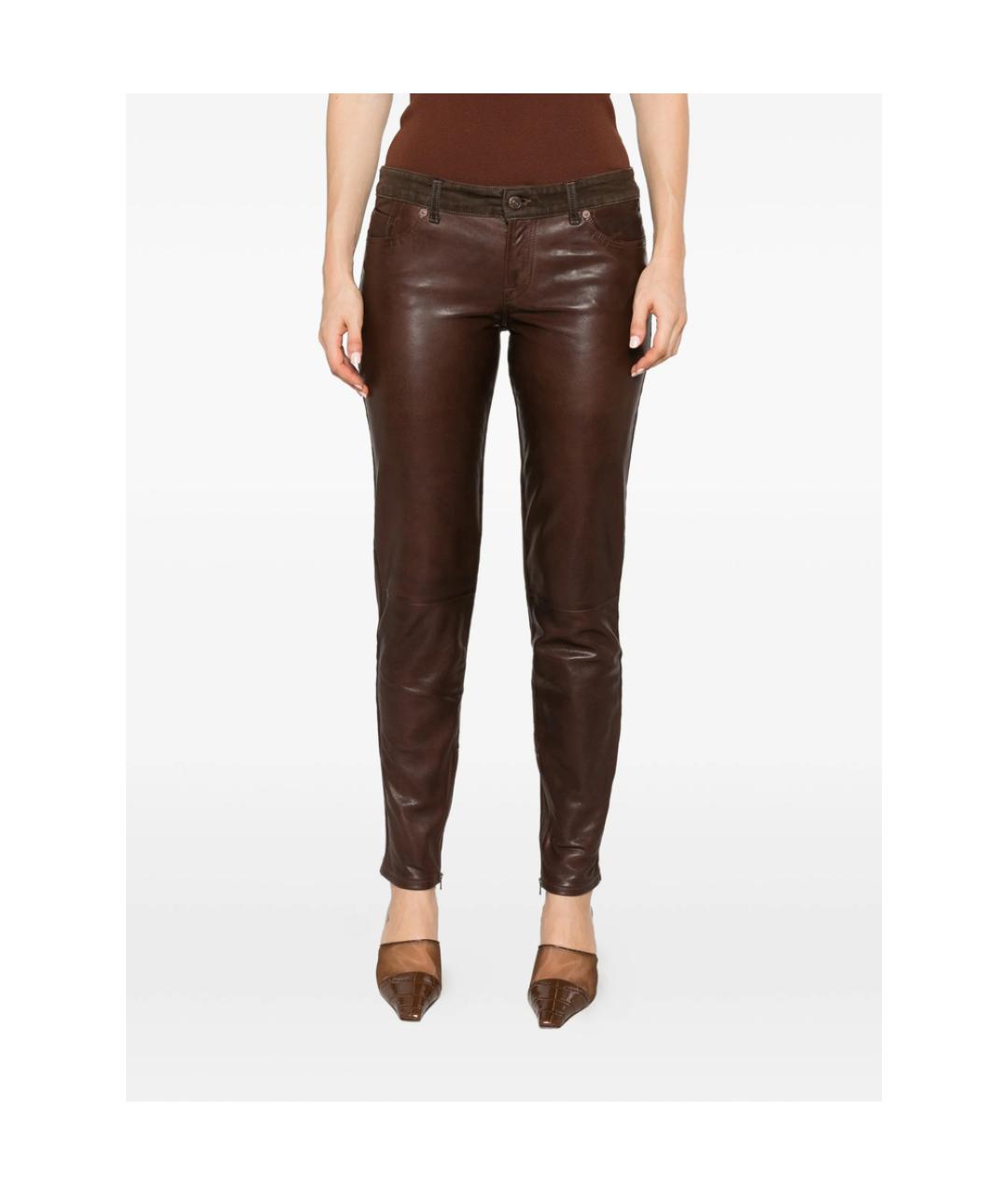 7 FOR ALL MANKIND Коричневые хлопковые джинсы слим, фото 4
