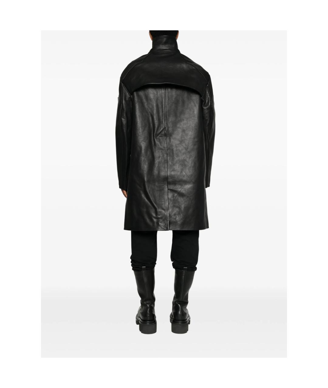 RICK OWENS Черное кожаное пальто, фото 6