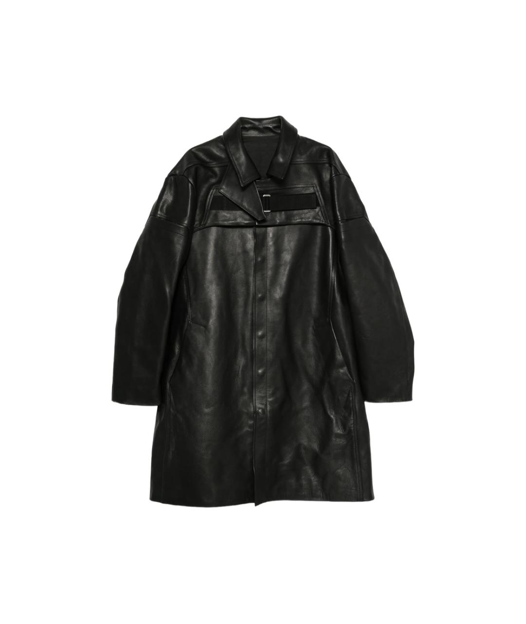 RICK OWENS Черное кожаное пальто, фото 2