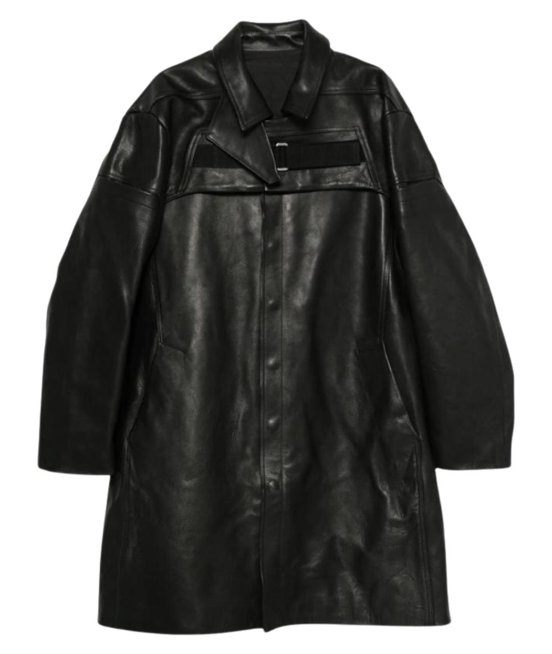 RICK OWENS Черное кожаное пальто, фото 1