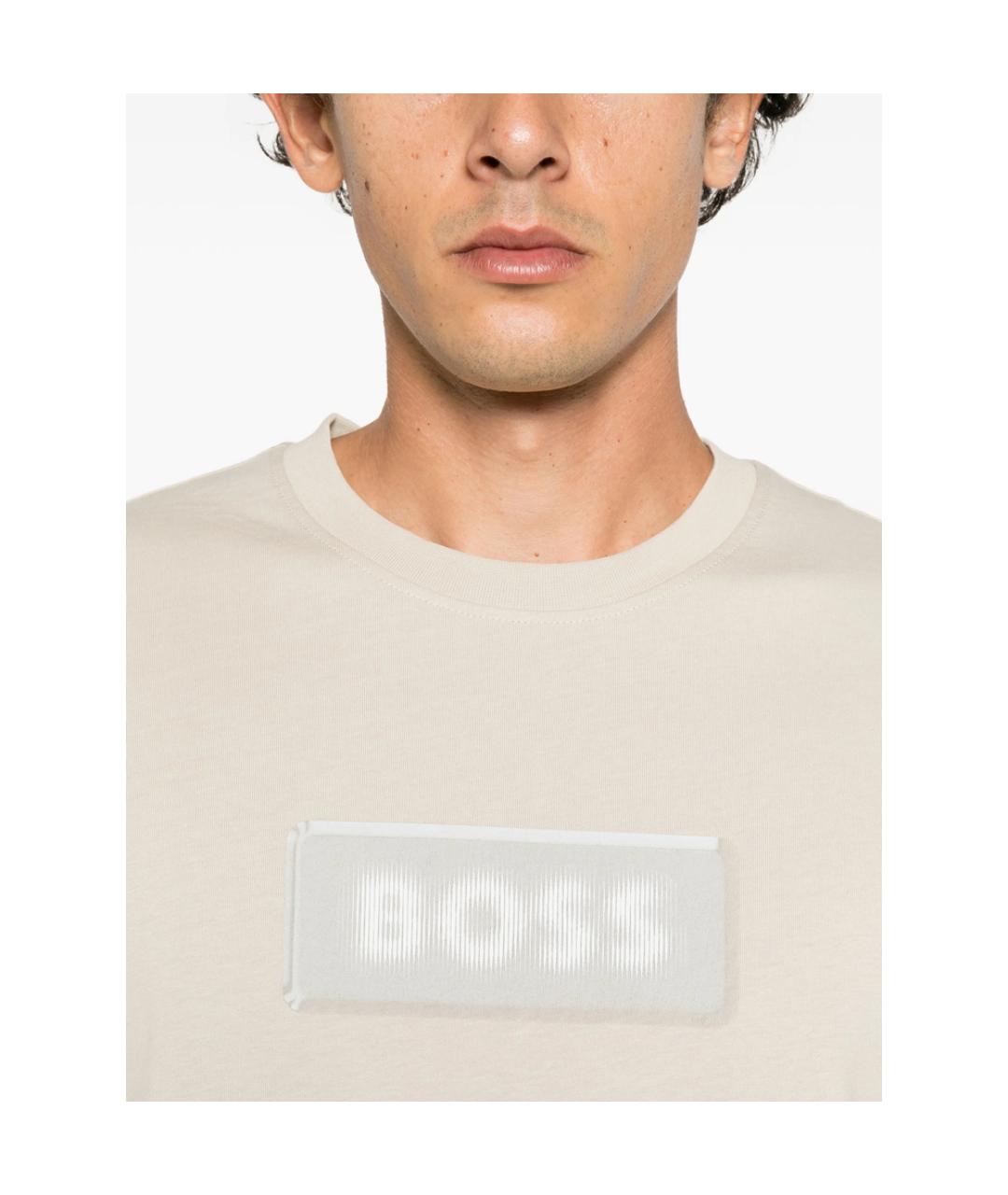 HUGO BOSS Бежевая хлопковая футболка, фото 2