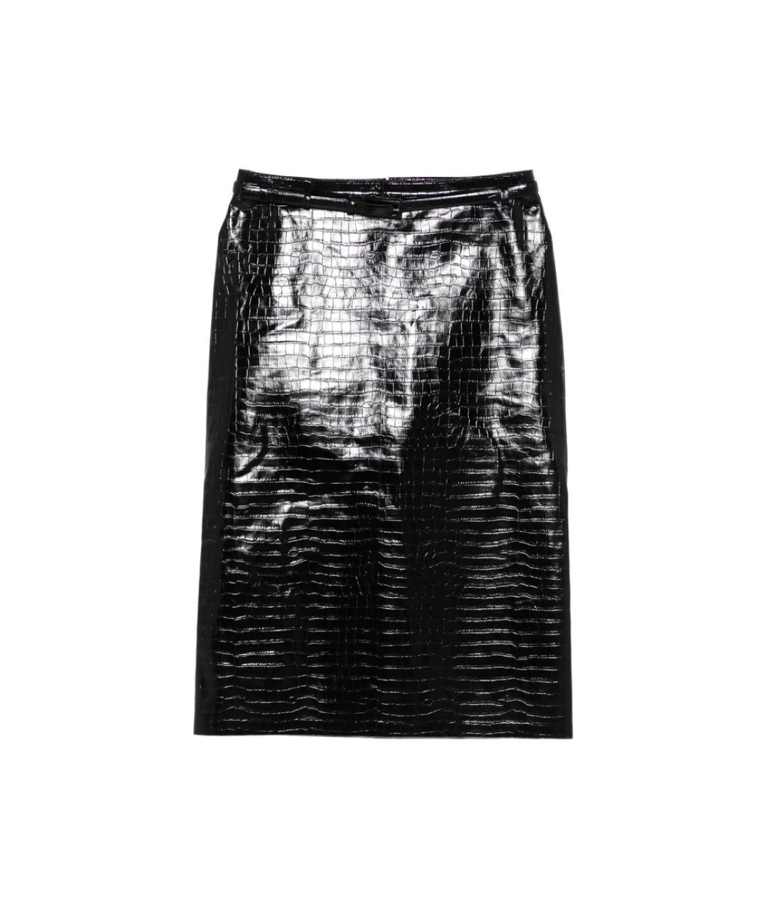 TOM FORD Черная кожаная юбка миди, фото 1