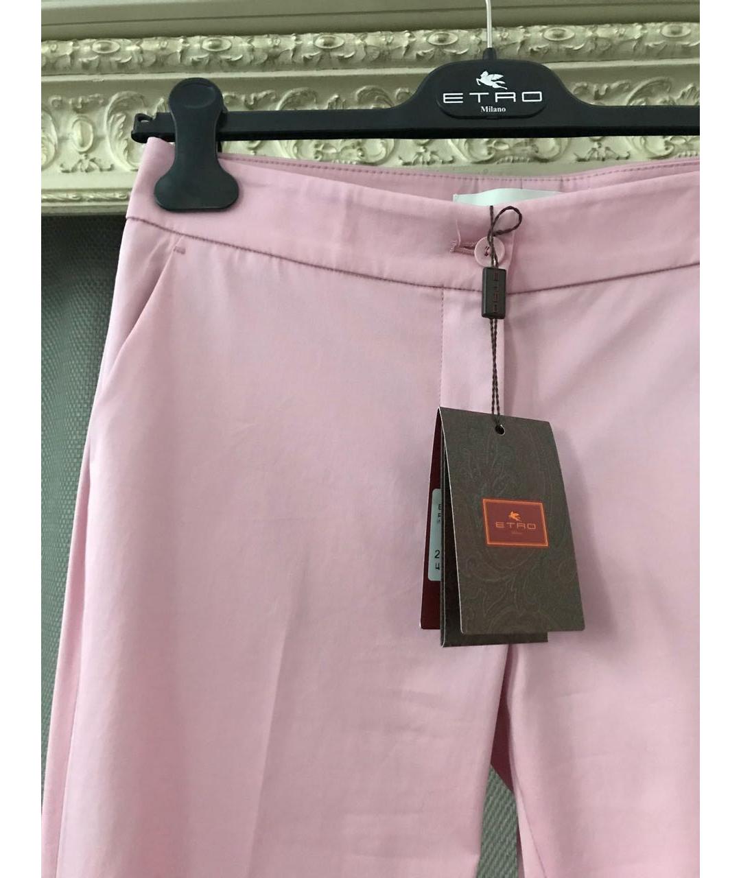 ETRO Розовые хлопко-эластановые брюки узкие, фото 3