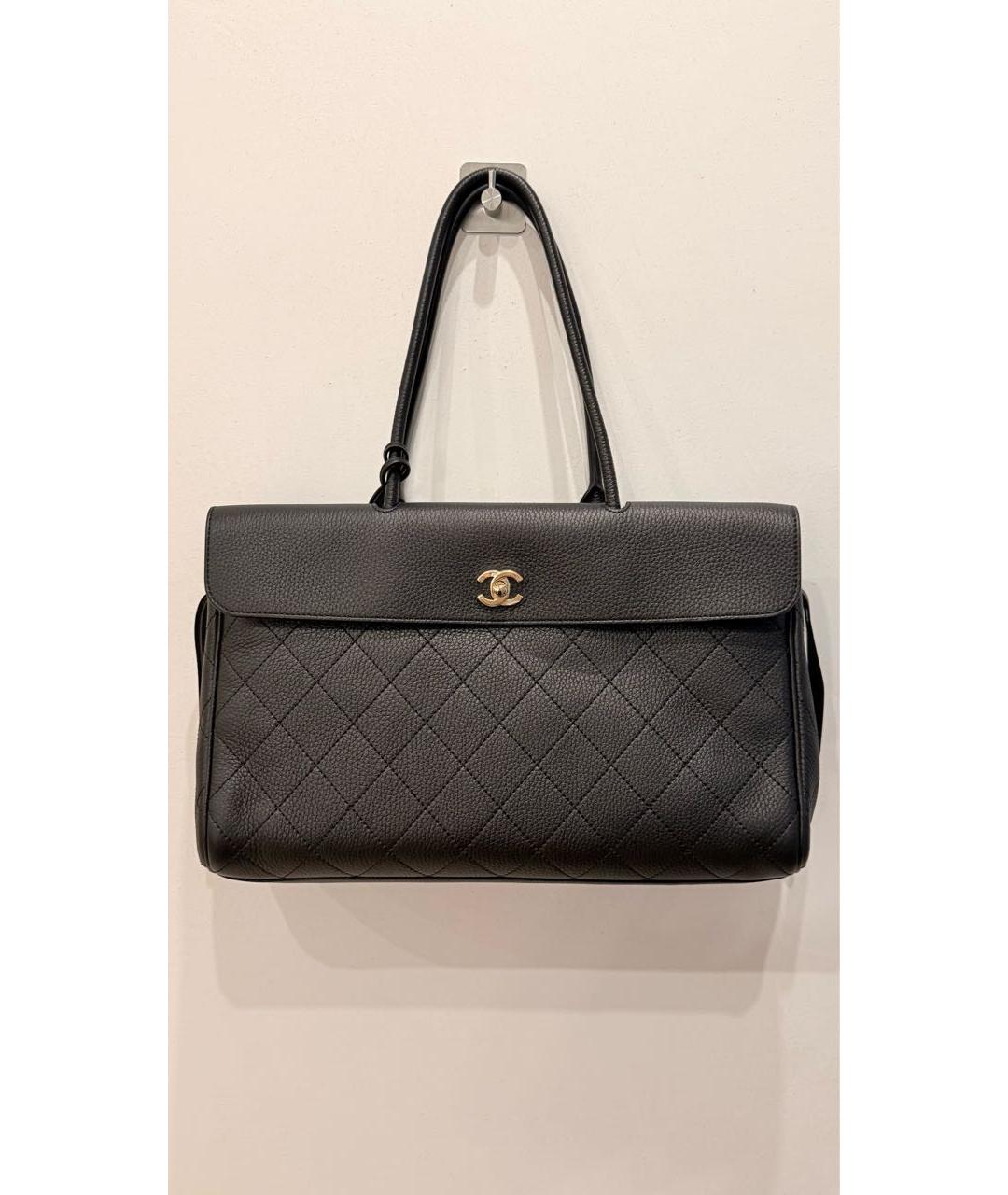 CHANEL Черная кожаная сумка тоут, фото 5