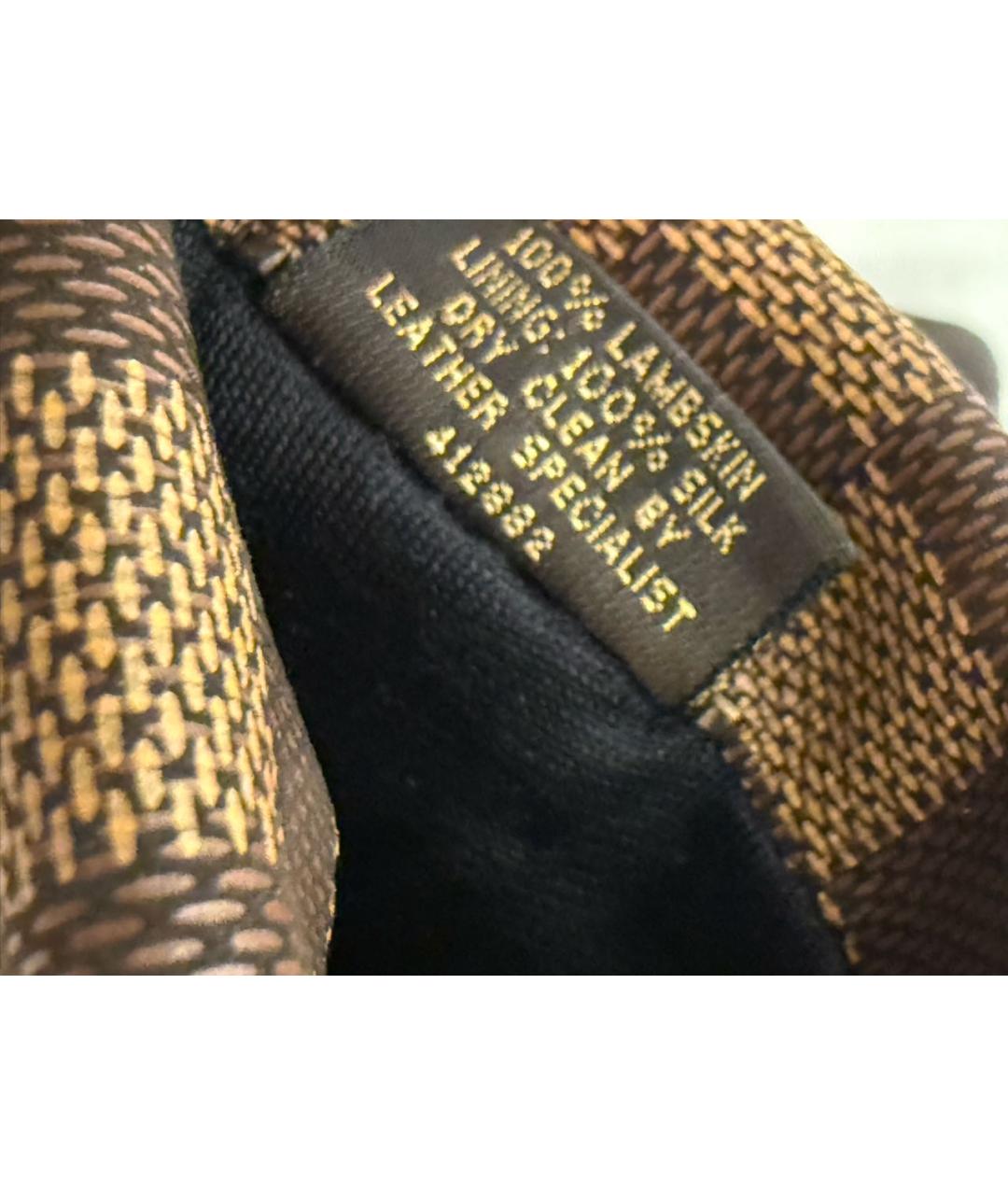 LOUIS VUITTON Коричневые кожаные перчатки, фото 5