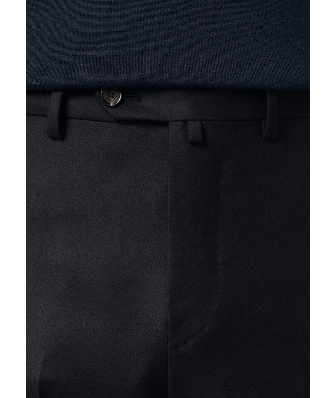 LORO PIANA Темно-синие шерстяные классические брюки, фото 3