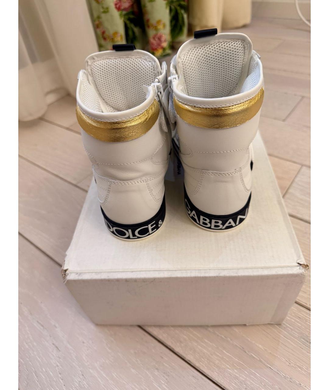 DOLCE&GABBANA Белые кожаные кеды, фото 4
