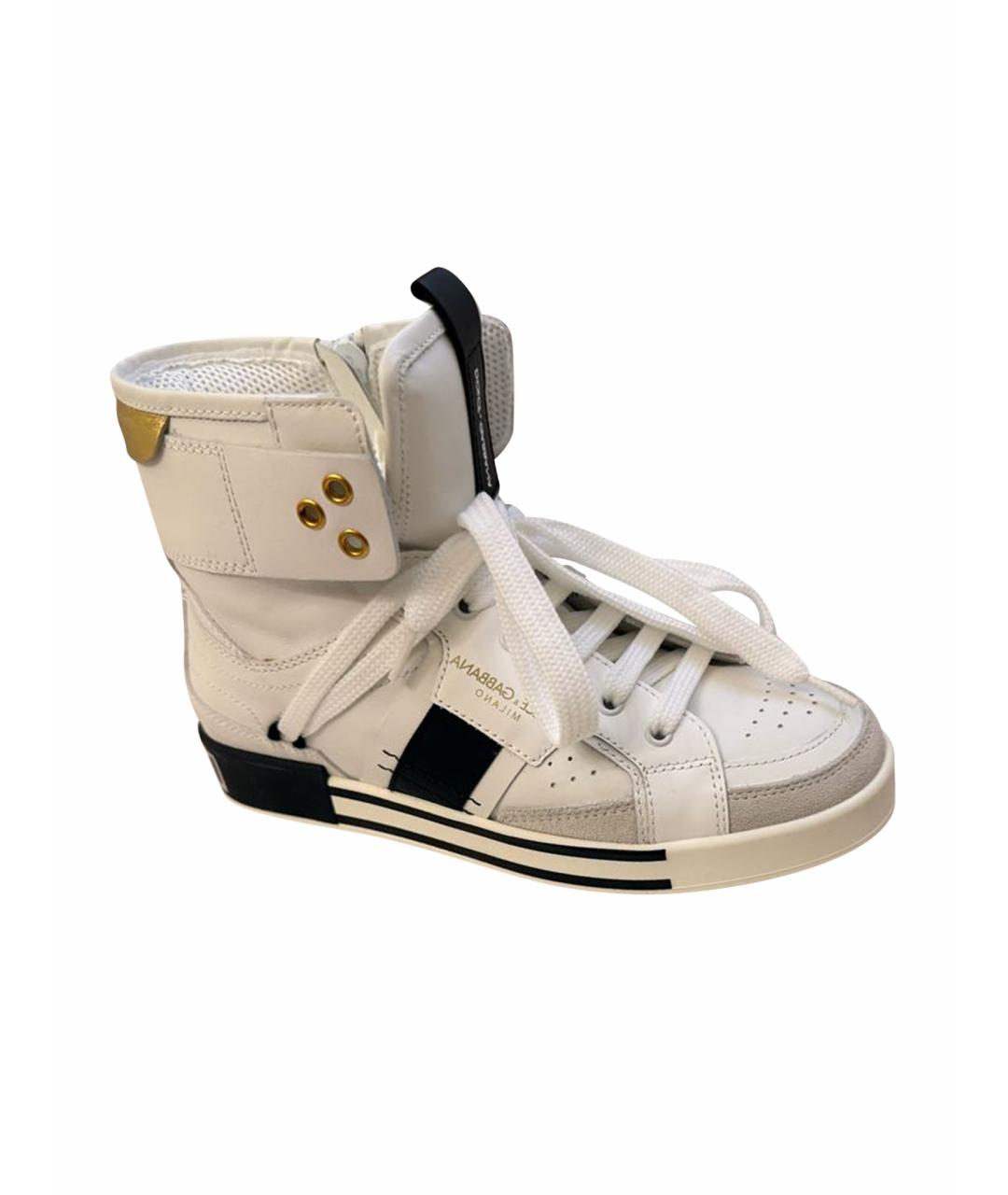 DOLCE&GABBANA Белые кожаные кеды, фото 1