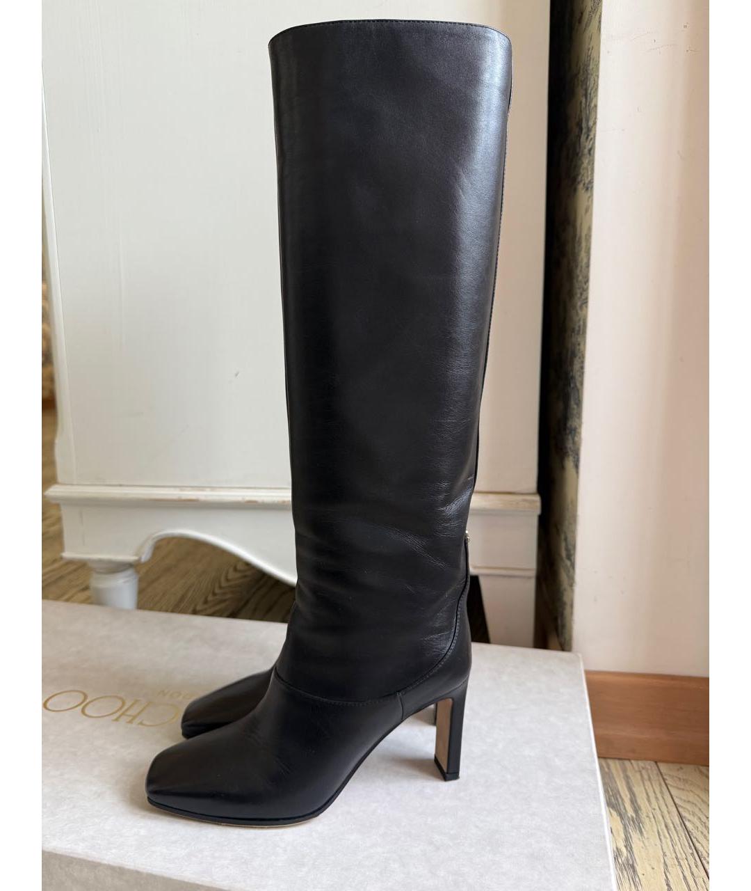 JIMMY CHOO Черные кожаные сапоги, фото 3
