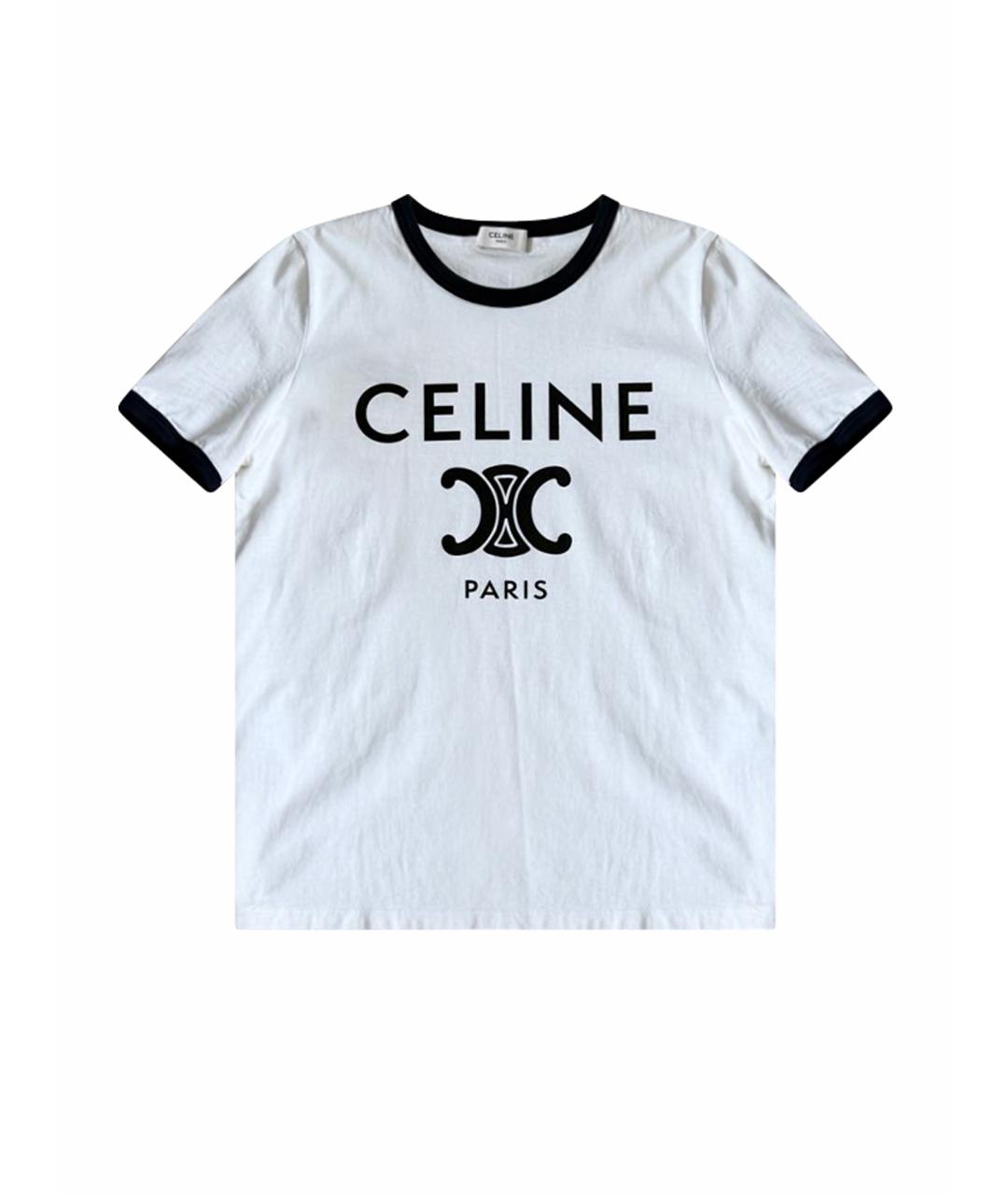 CELINE Белая хлопковая футболка, фото 1