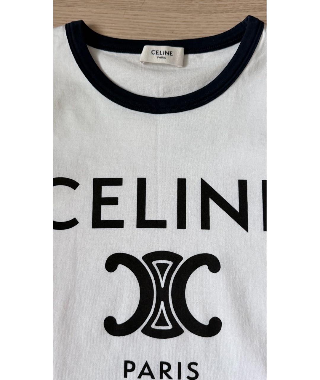 CELINE Белая хлопковая футболка, фото 4
