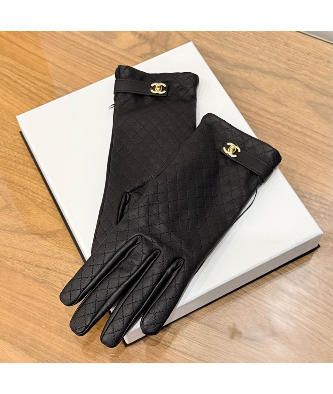 CHANEL Черные кожаные перчатки, фото 3