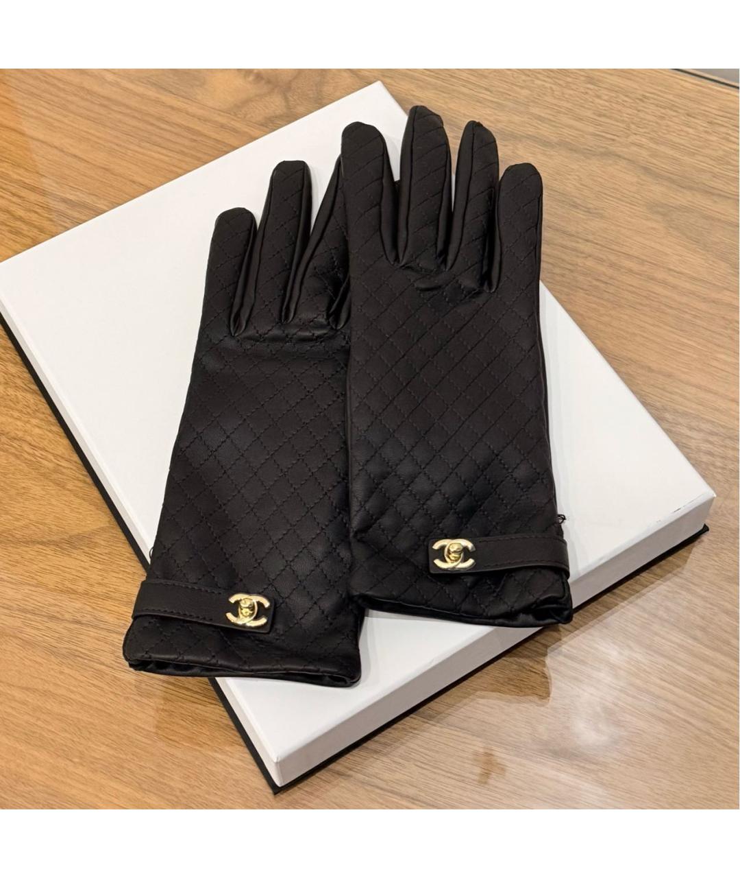 CHANEL Черные кожаные перчатки, фото 4