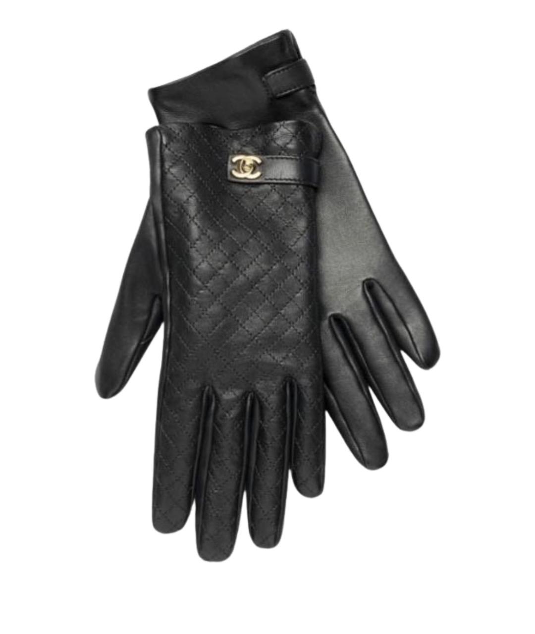 CHANEL Черные кожаные перчатки, фото 1