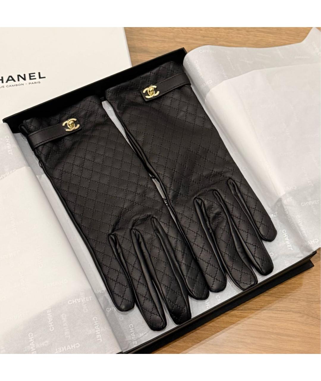 CHANEL Черные кожаные перчатки, фото 5