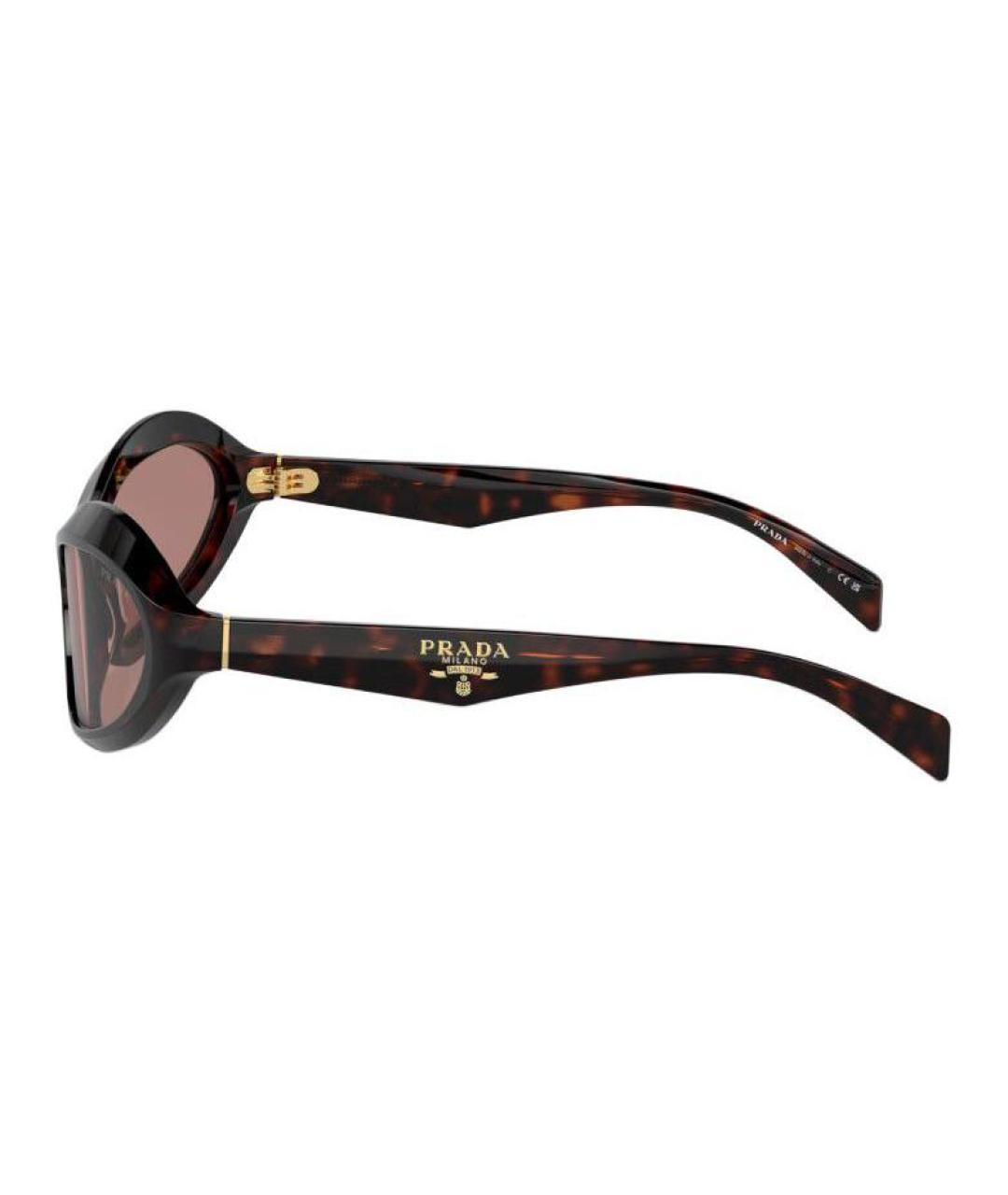 PRADA Коричневые пластиковые солнцезащитные очки, фото 3