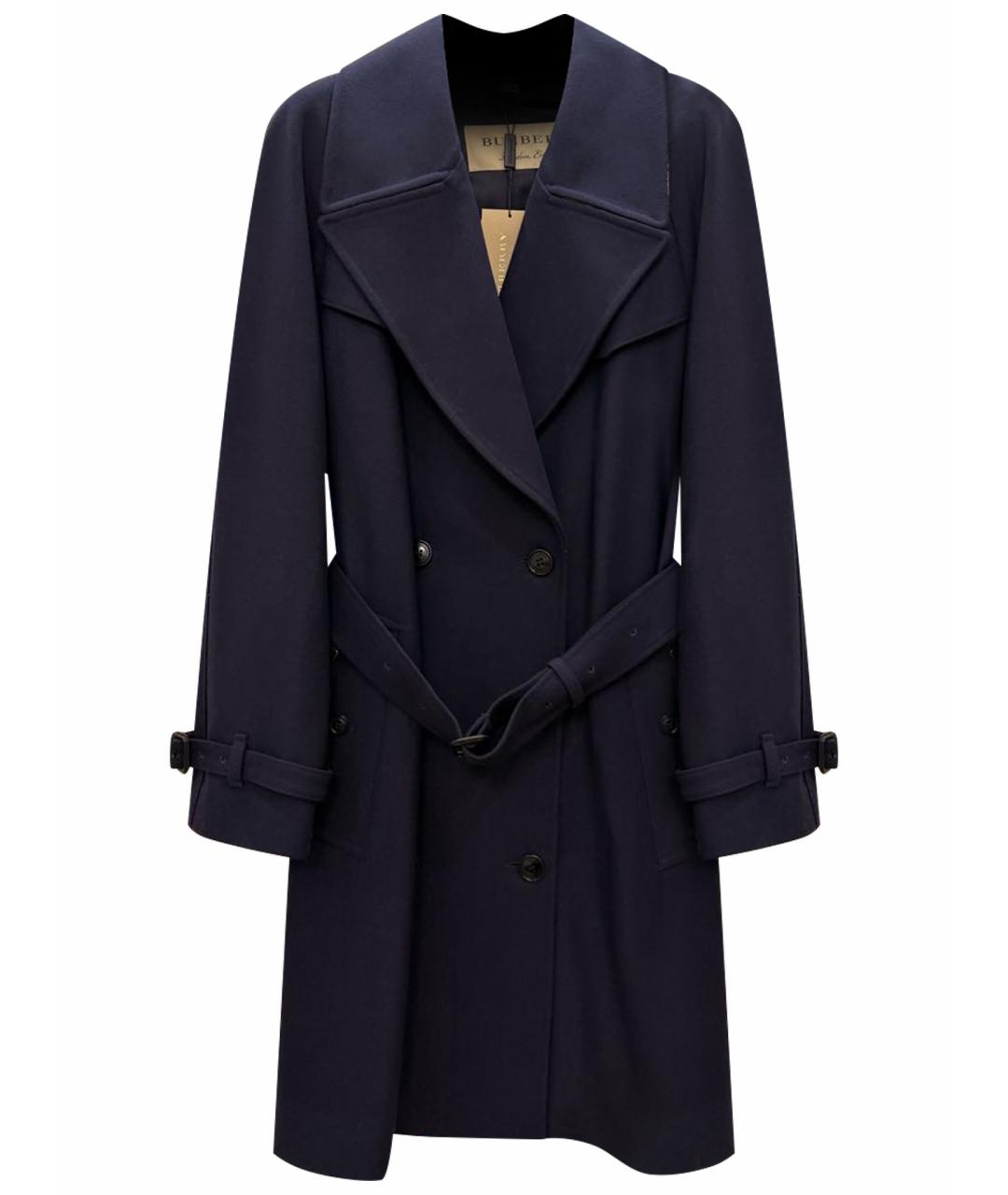 BURBERRY Темно-синее шерстяное пальто, фото 1
