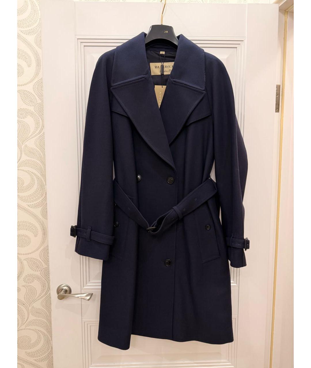BURBERRY Темно-синее шерстяное пальто, фото 6