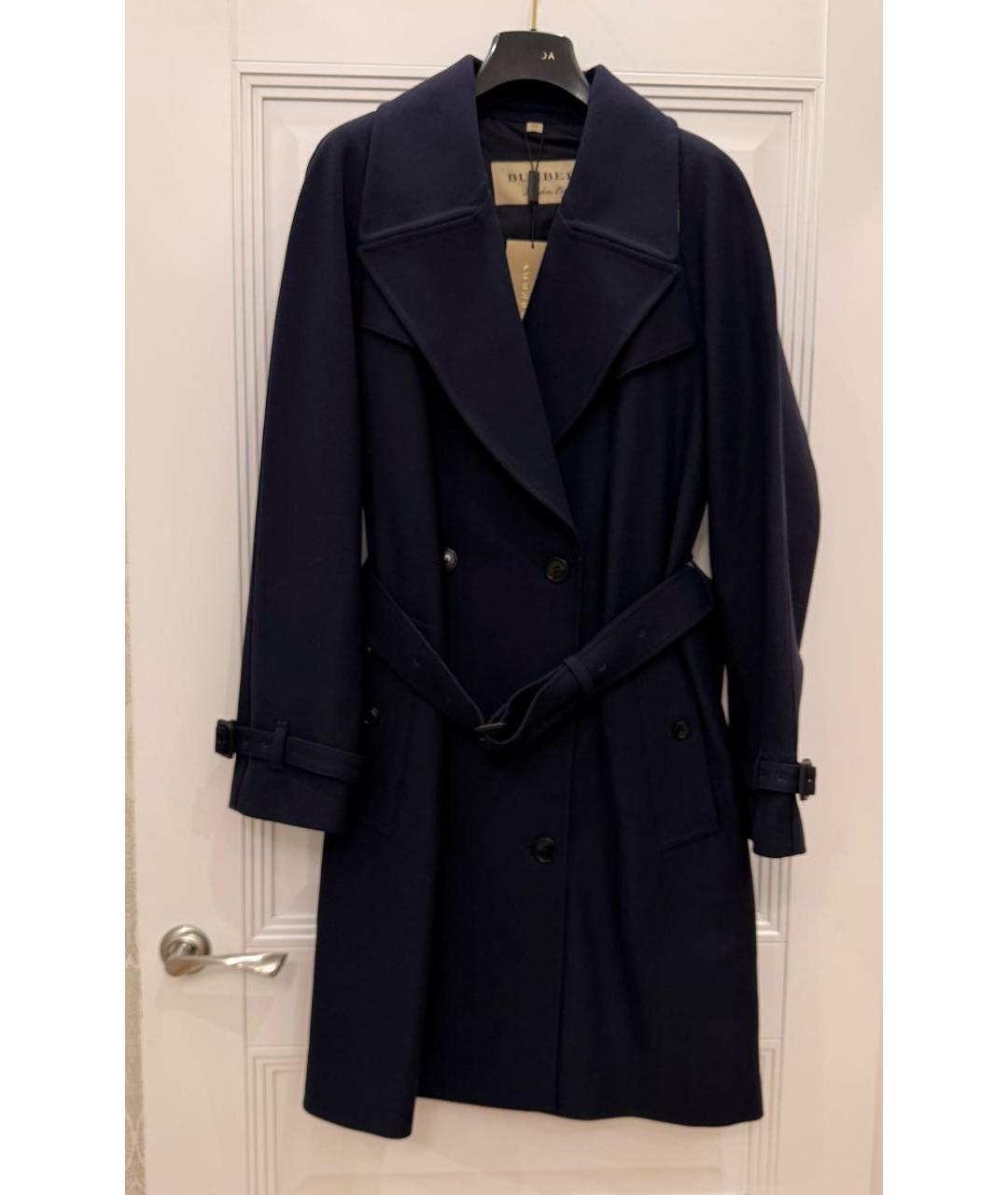 BURBERRY Темно-синее шерстяное пальто, фото 2
