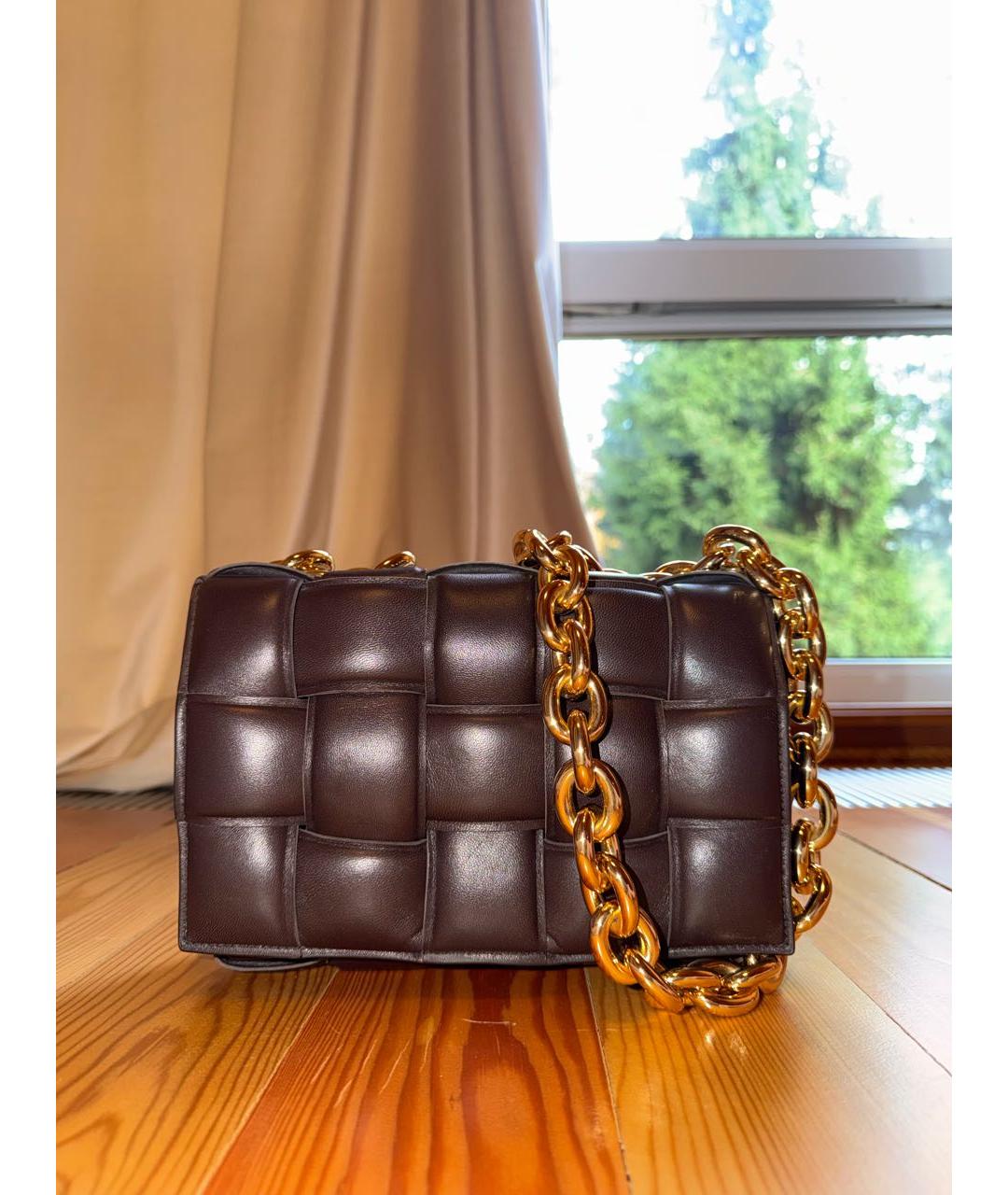 BOTTEGA VENETA Коричневая кожаная сумка через плечо, фото 5