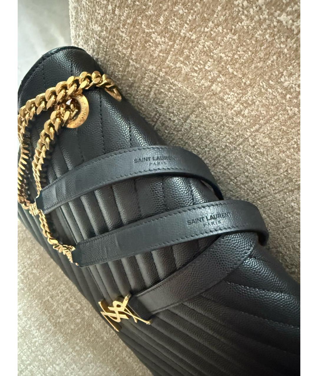 SAINT LAURENT Черная кожаная сумка через плечо, фото 4