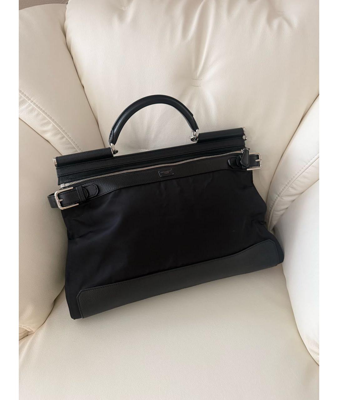 DOLCE&GABBANA Черный тканевый портфель, фото 4