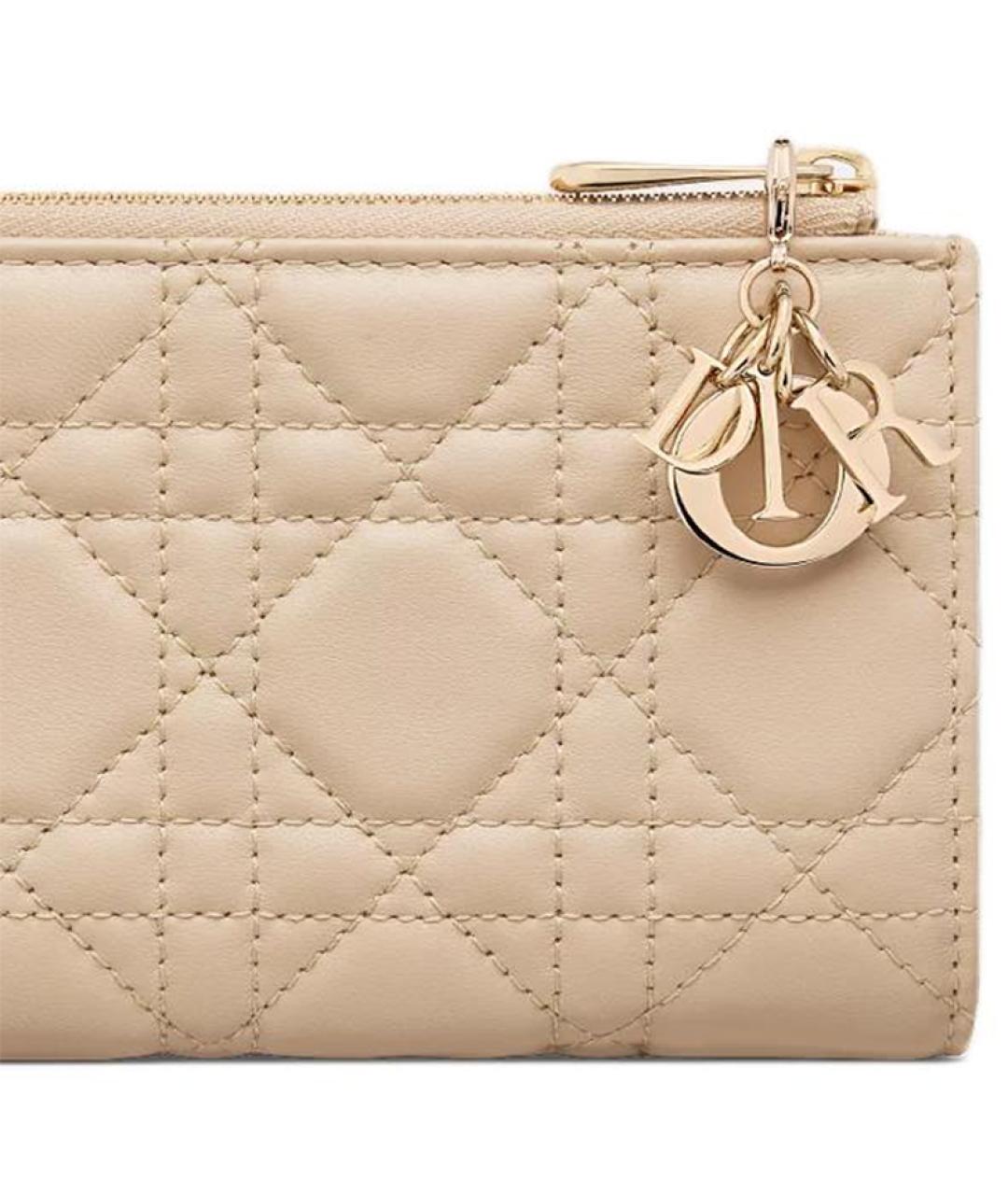 CHRISTIAN DIOR Бежевый кожаный кошелек, фото 5