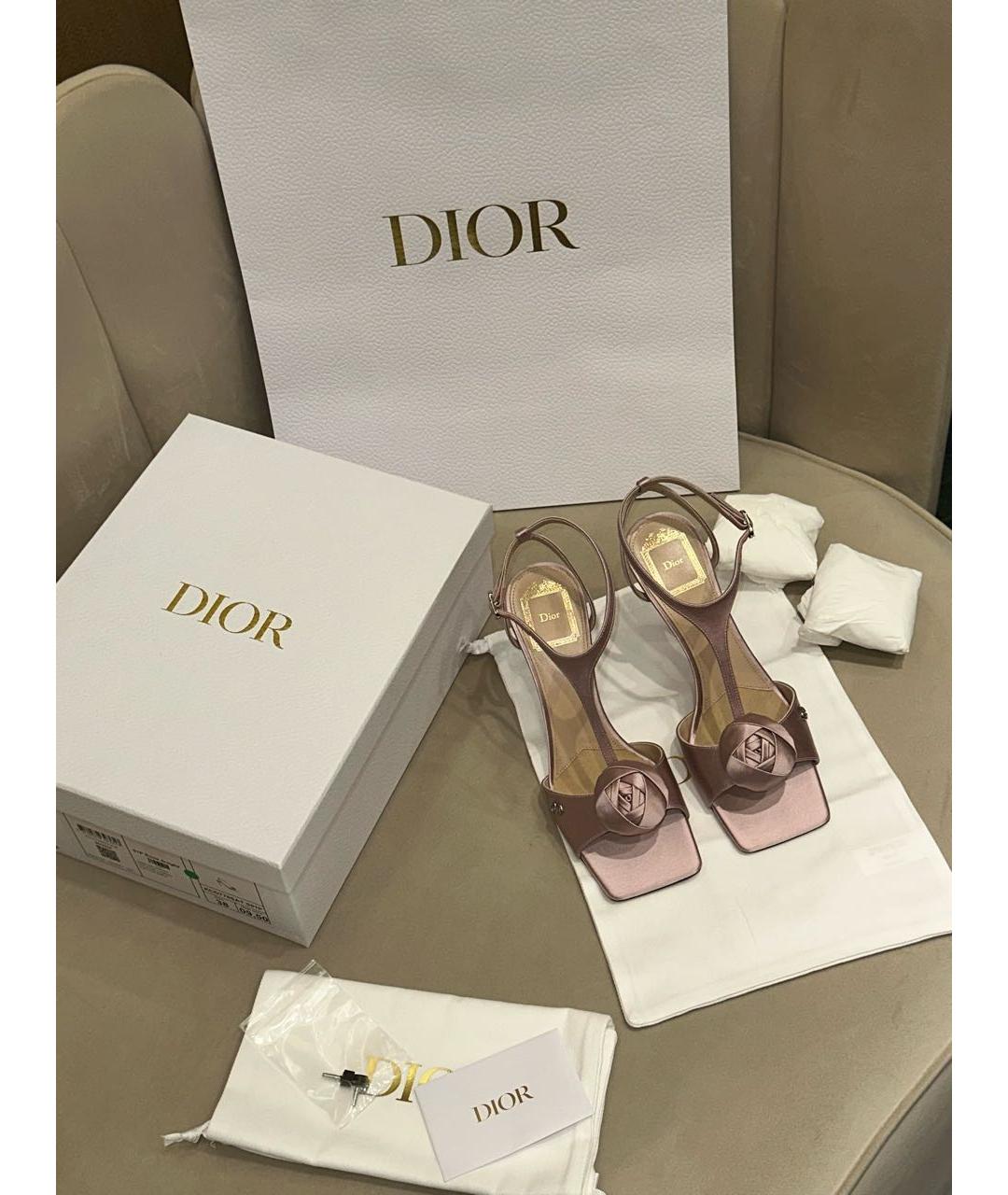 CHRISTIAN DIOR Розовые босоножки из экзотической кожи, фото 4