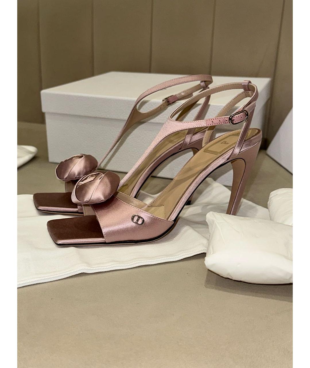 CHRISTIAN DIOR Розовые босоножки из экзотической кожи, фото 3
