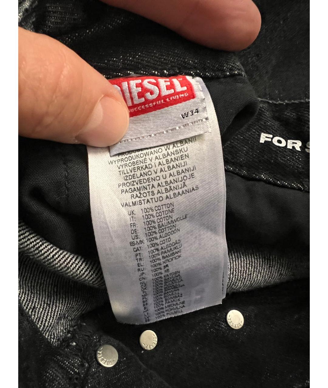 DIESEL Антрацитовые хлопковые джинсы, фото 5