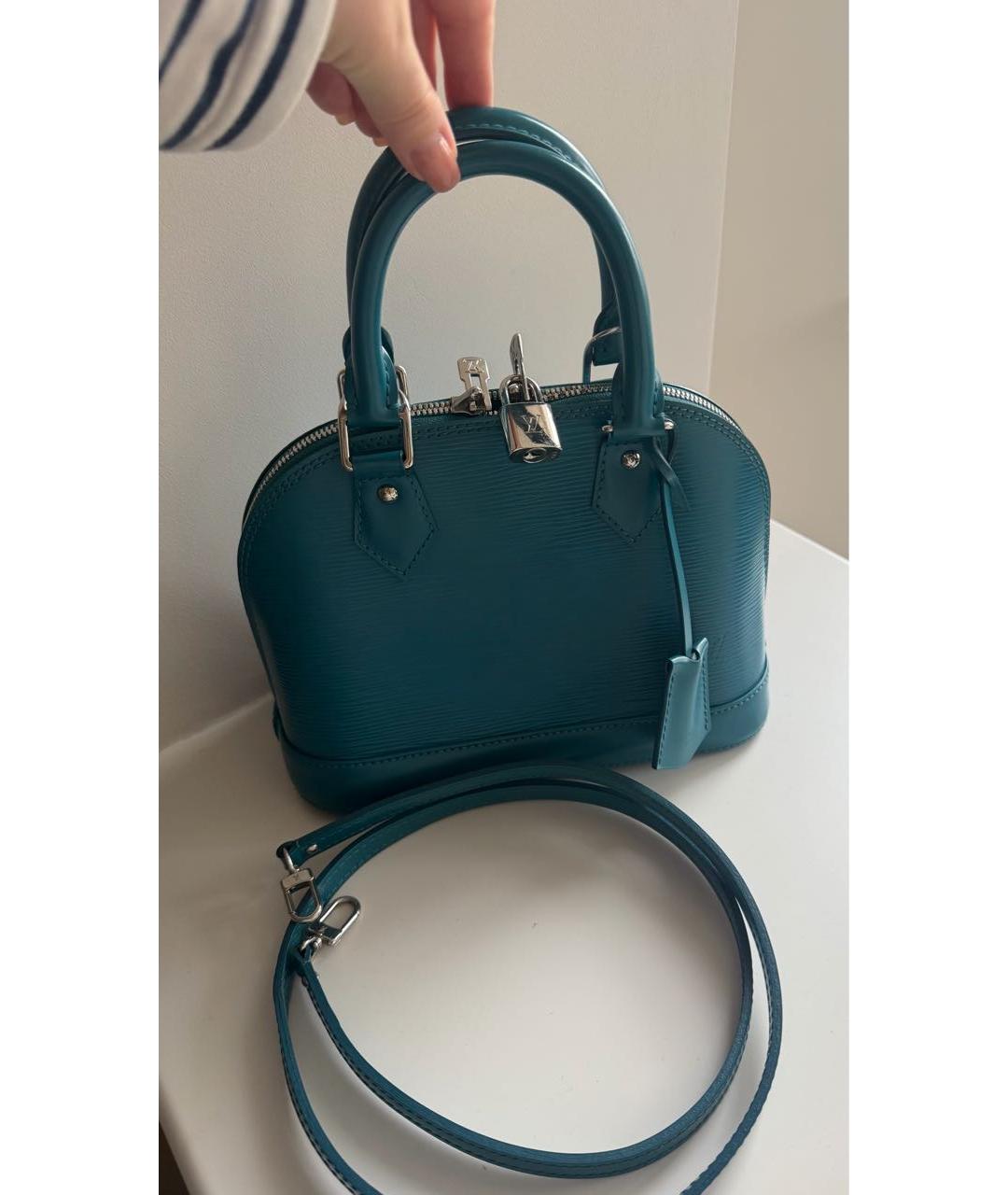 LOUIS VUITTON Бирюзовая кожаная сумка с короткими ручками, фото 3